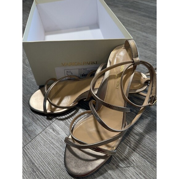Marion Parke Women's Metallic Napa Raina Kitten Heel Strappy Rose Gold Size EU38 - Picture 11 of 11